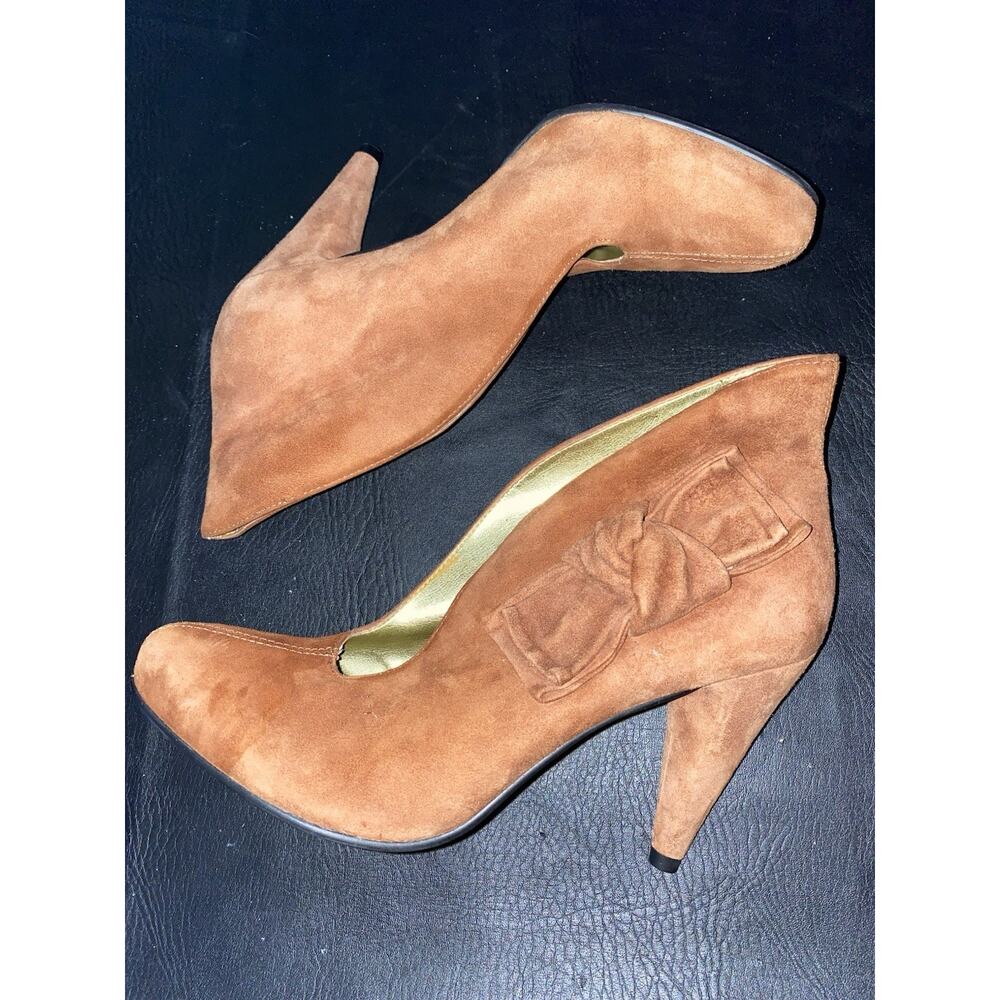 Luichiny Brown‎ SUEDE High Heel Size 8M Brown Made In Brazil VTG Vintage